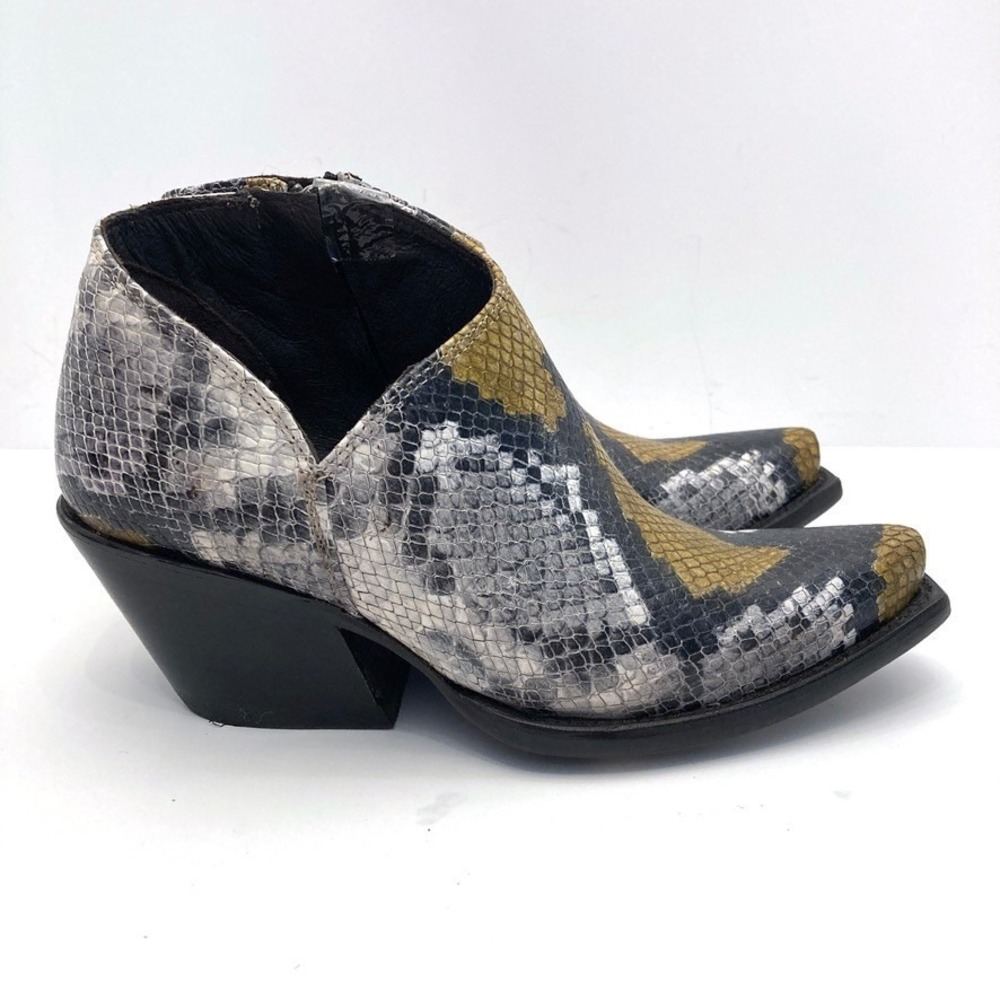 Ariat Jolene Western Yellow Snake Leather Boot Snip Point Toe 10042428 Womens 6B